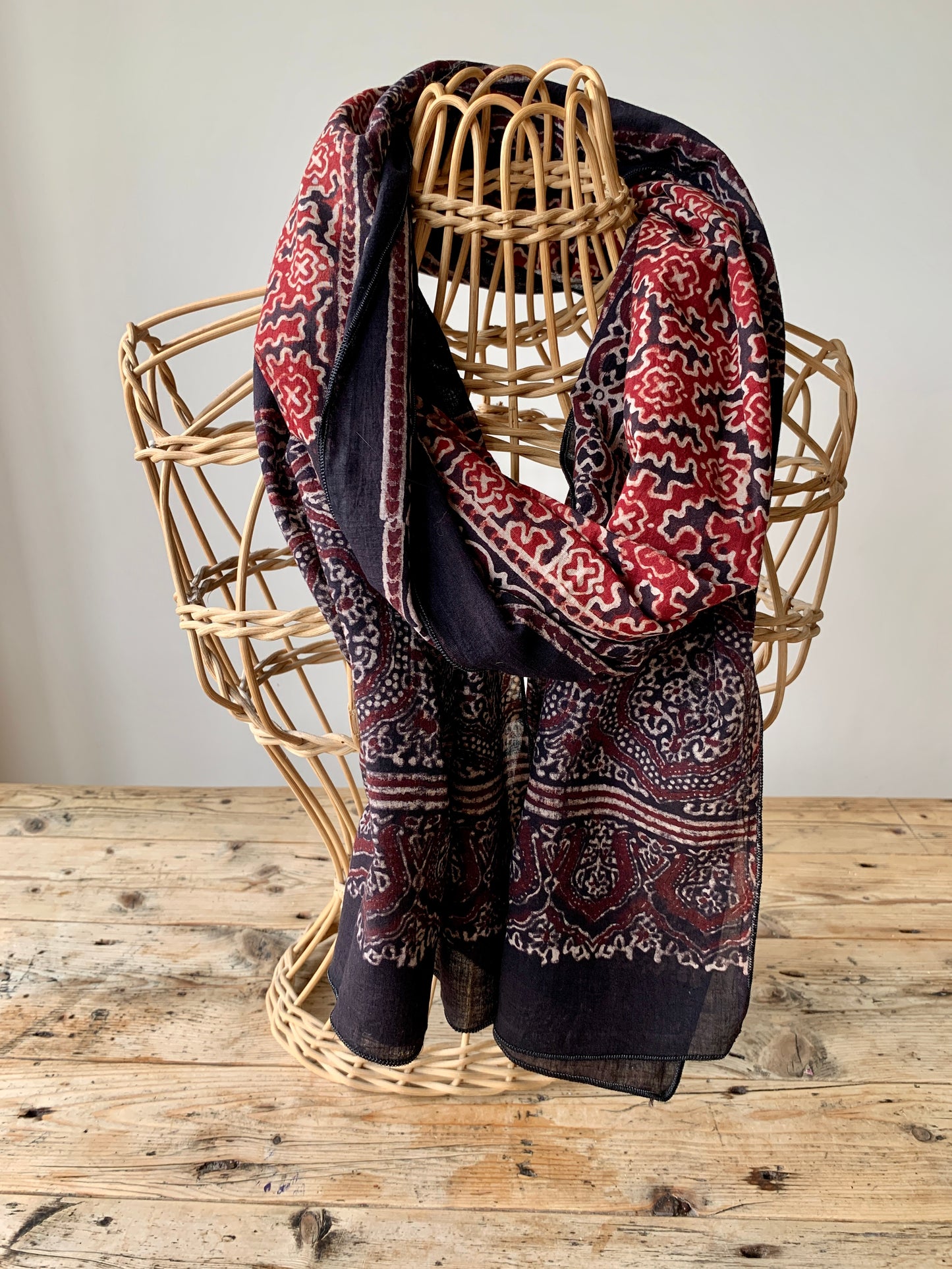 Black and Red Cotton Cross Scarf
