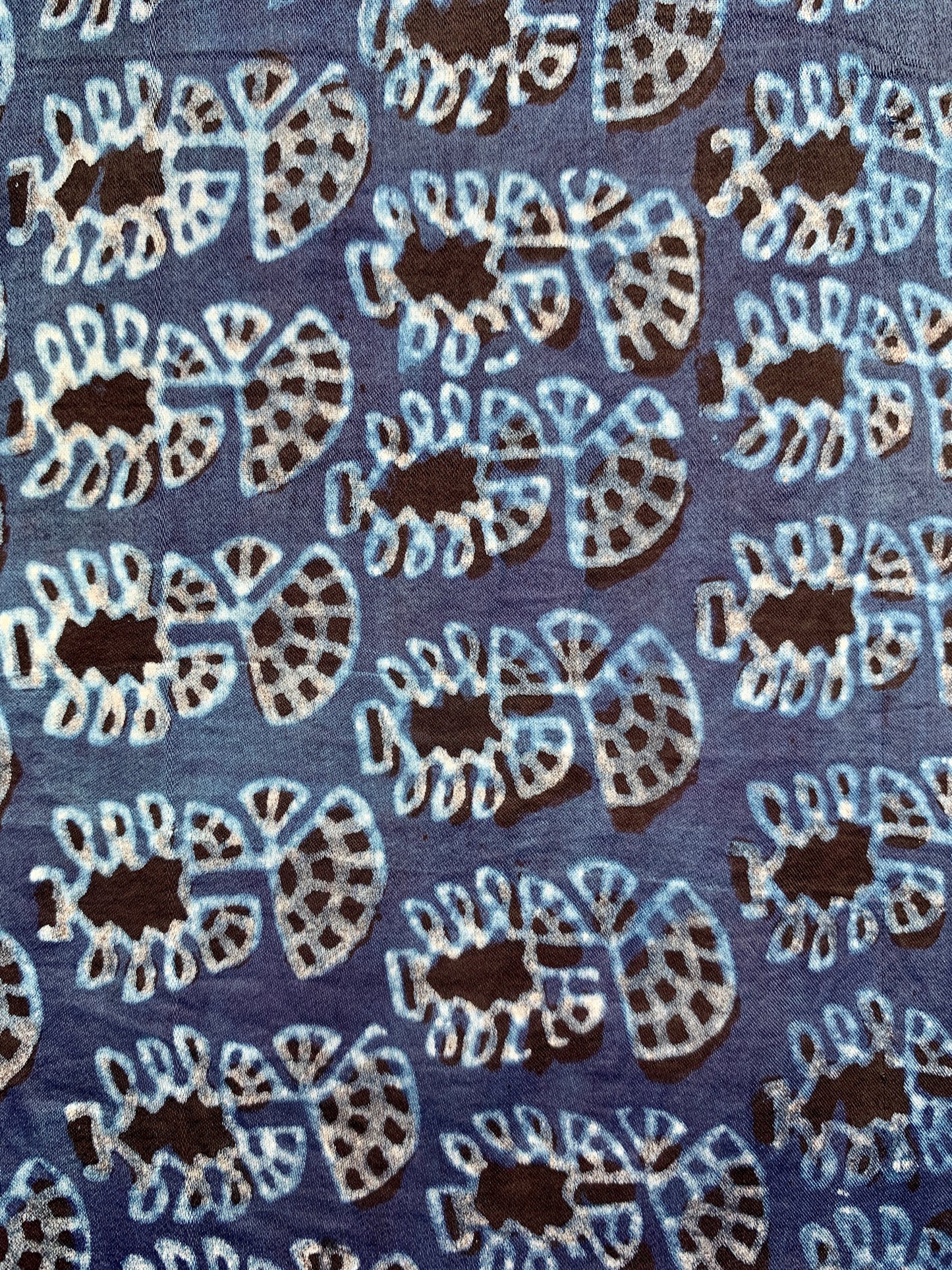 Blue Silk Fan Scarf