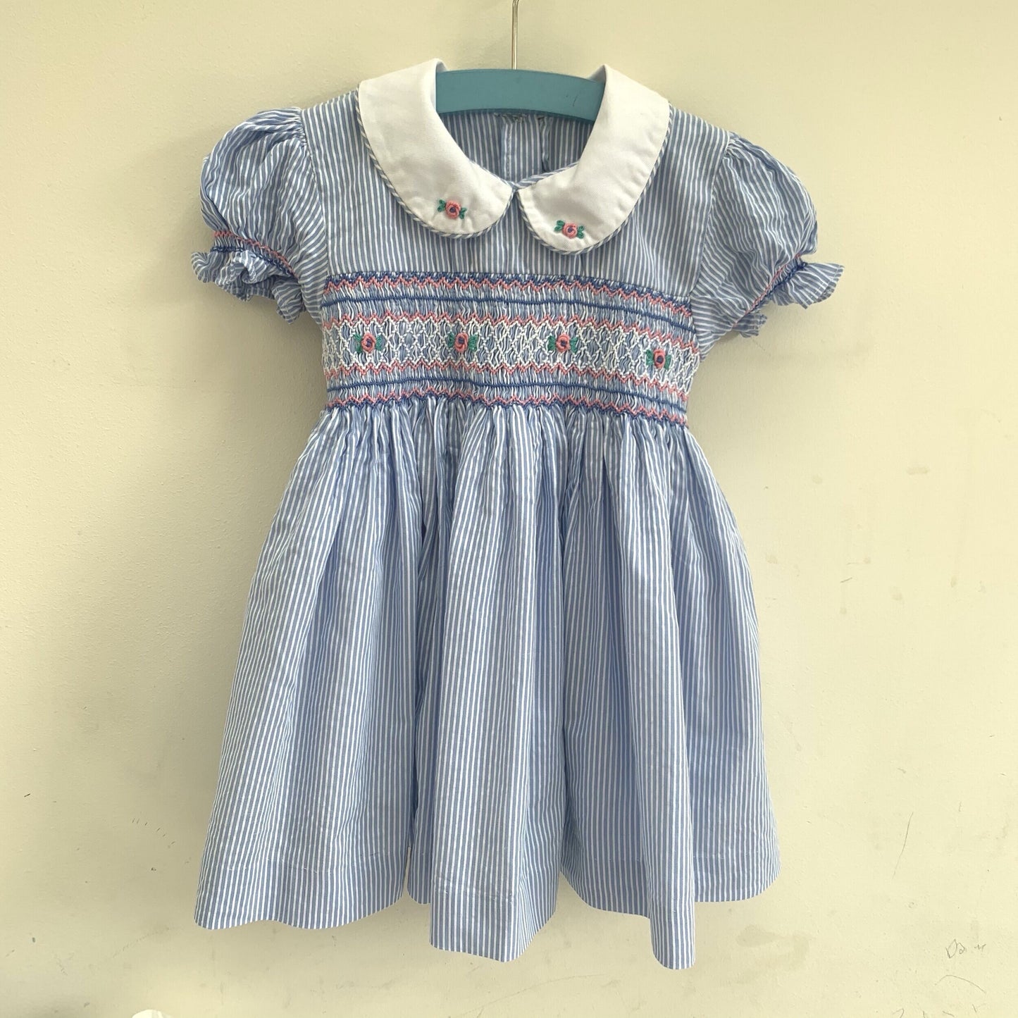 Girls' smocked summer dress - Navy