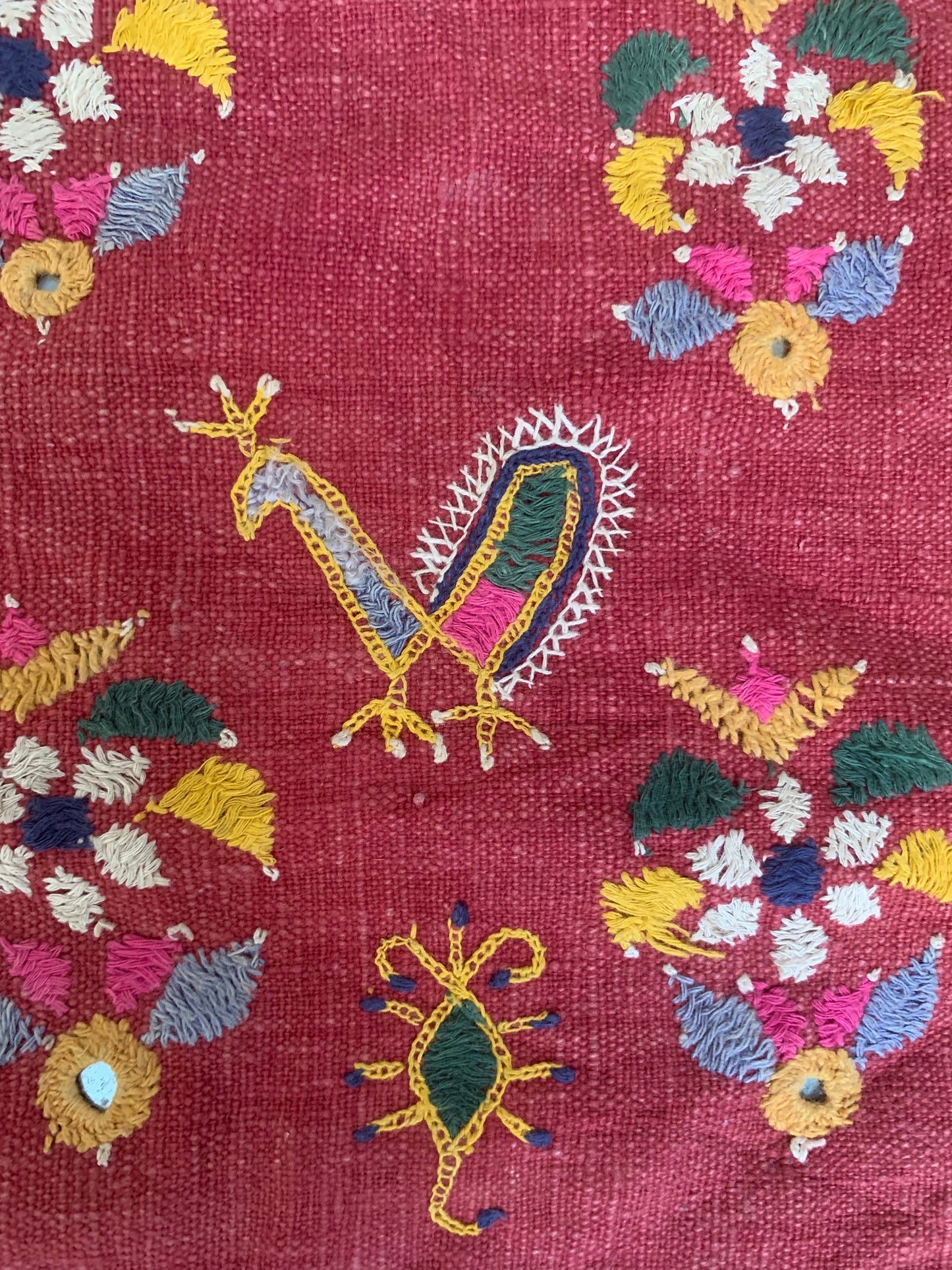 Vintage Pink Textile With Peacocks and Scorpions