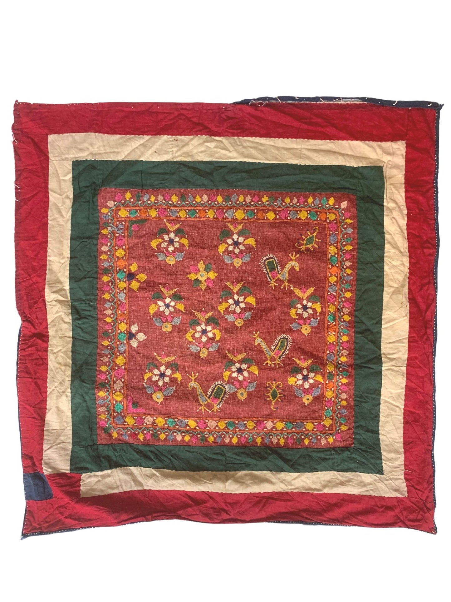 Vintage Pink Textile With Peacocks and Scorpions