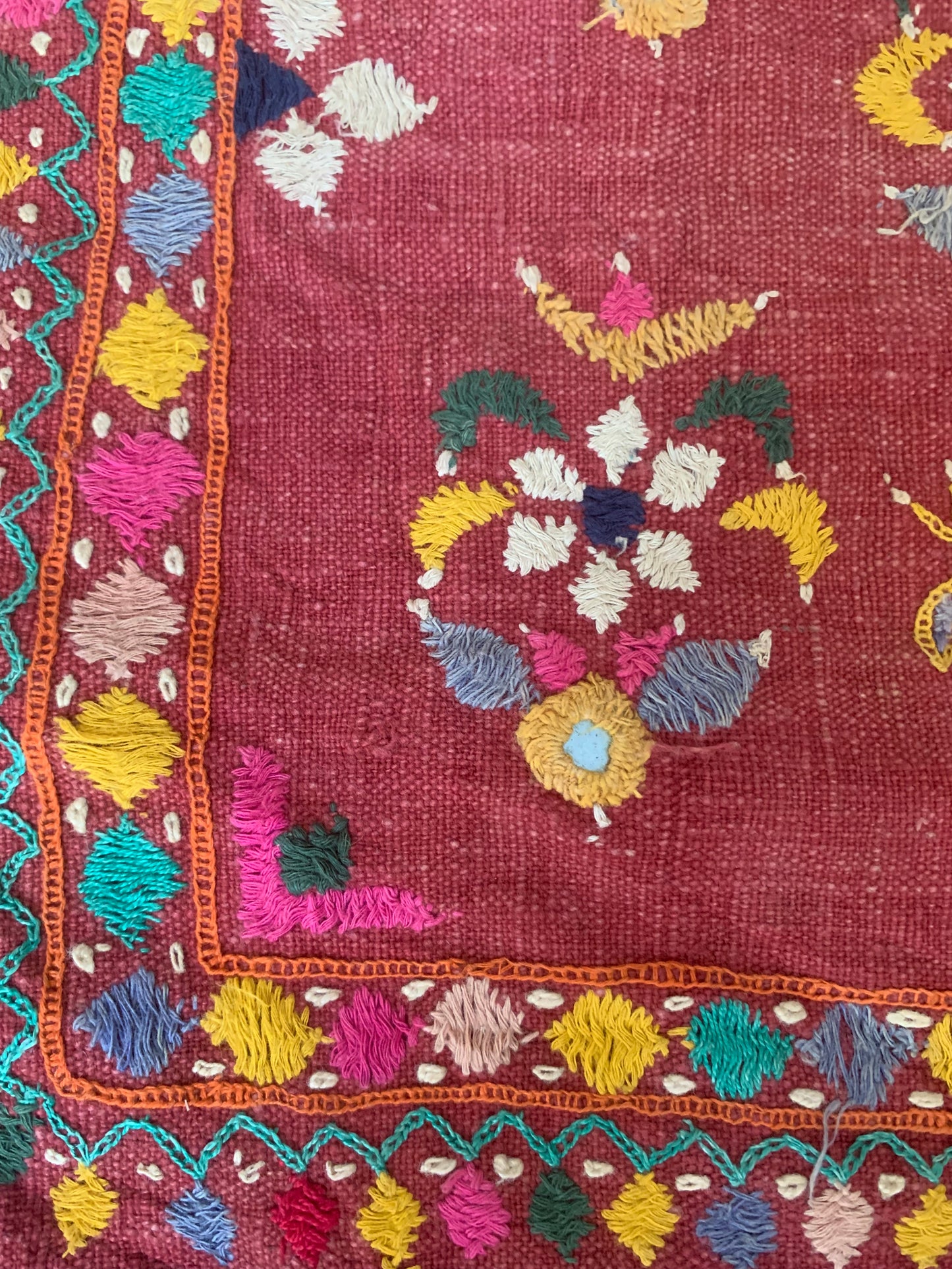 Vintage Pink Textile With Peacocks and Scorpions