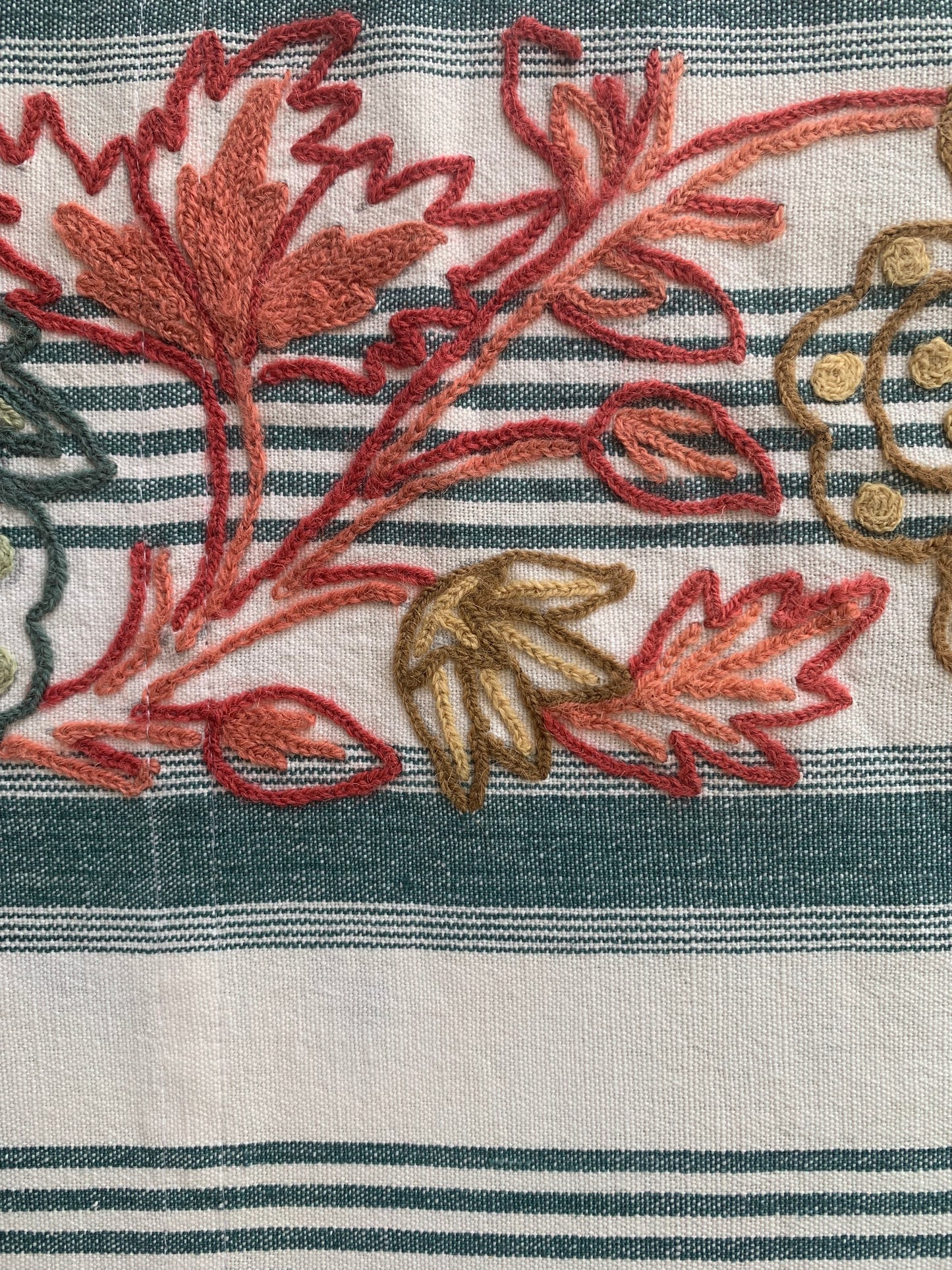 Striped Crewelwork Tablecloth