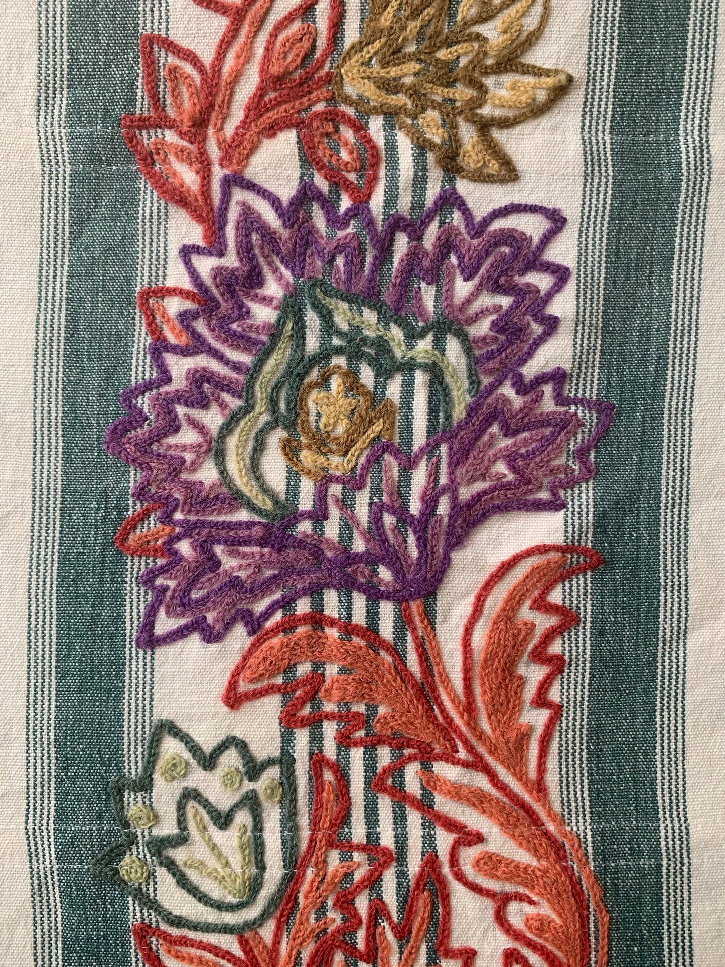 Striped Crewelwork Tablecloth