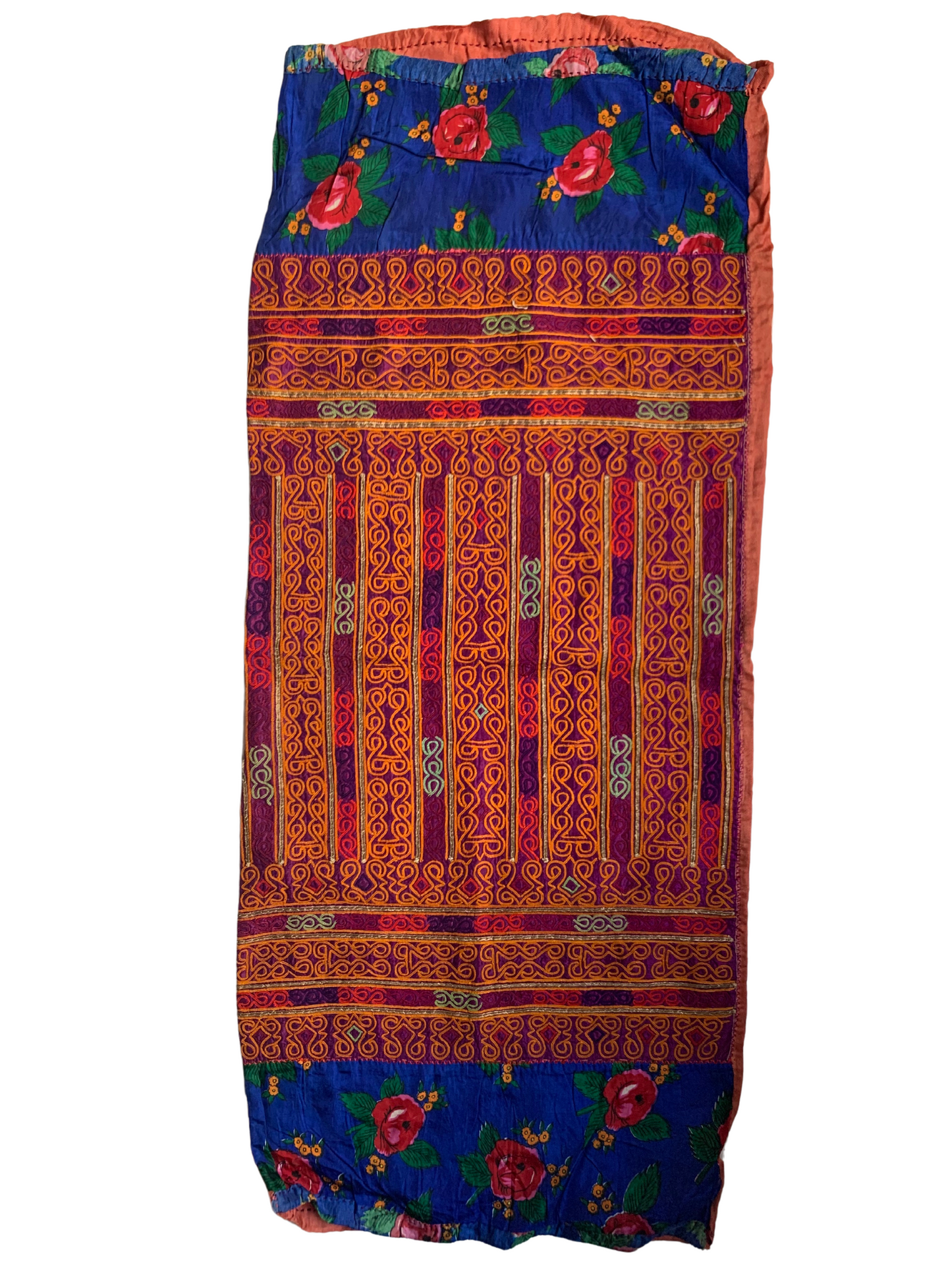 TEXTILE WITH ORANGE EMBROIDERY