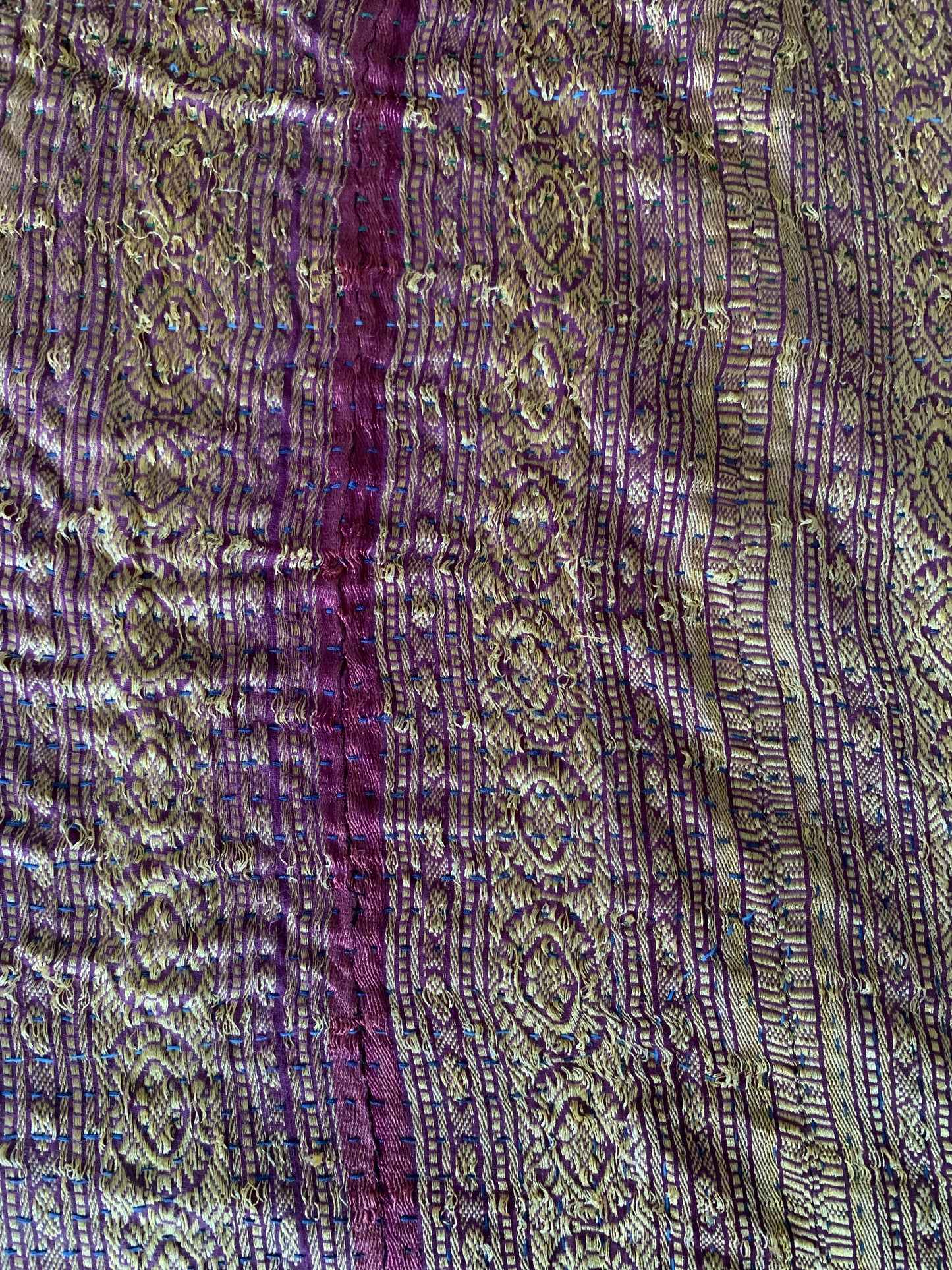 Vintage silk and cotton kantha quilt