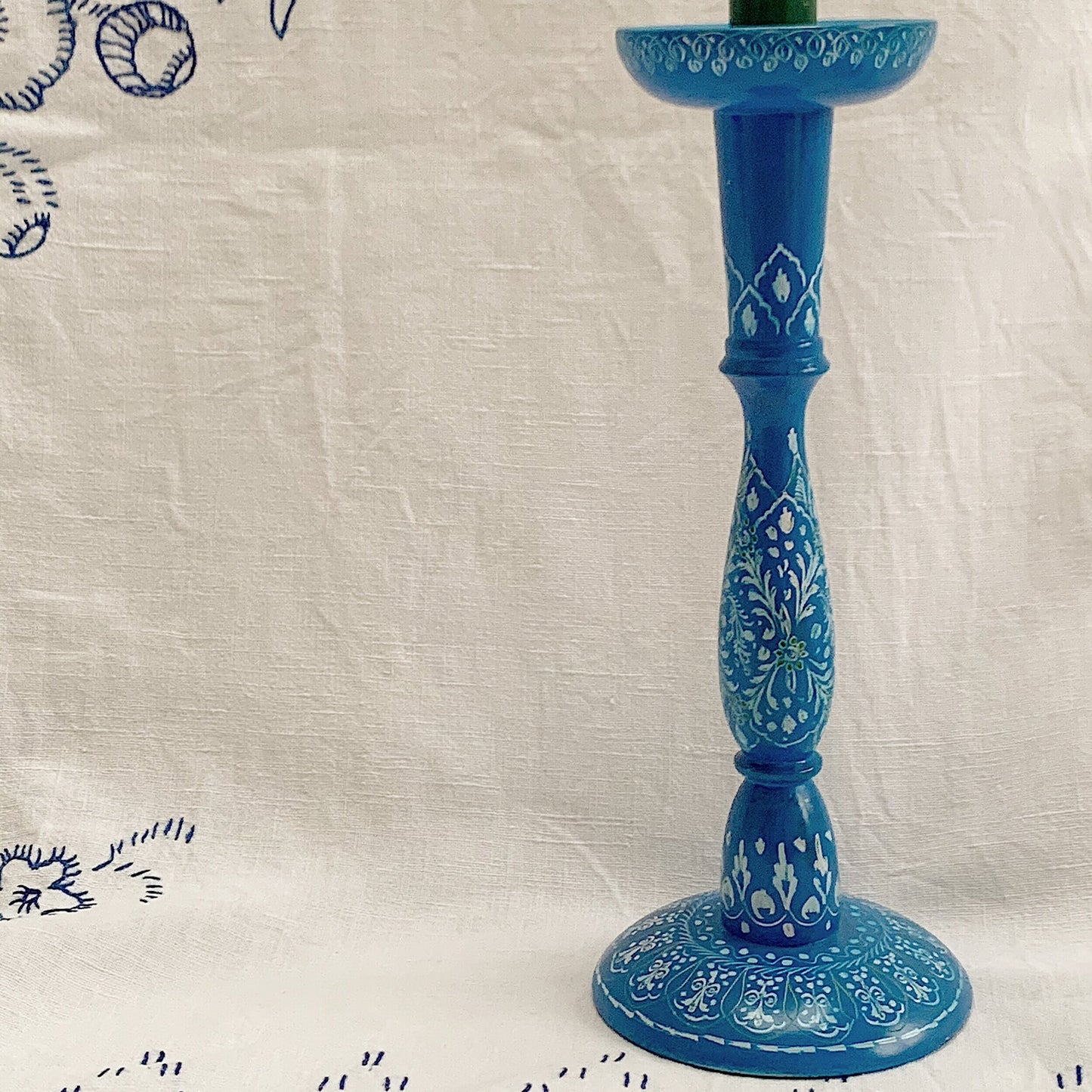 LARGE BLUE CANDLESTICK