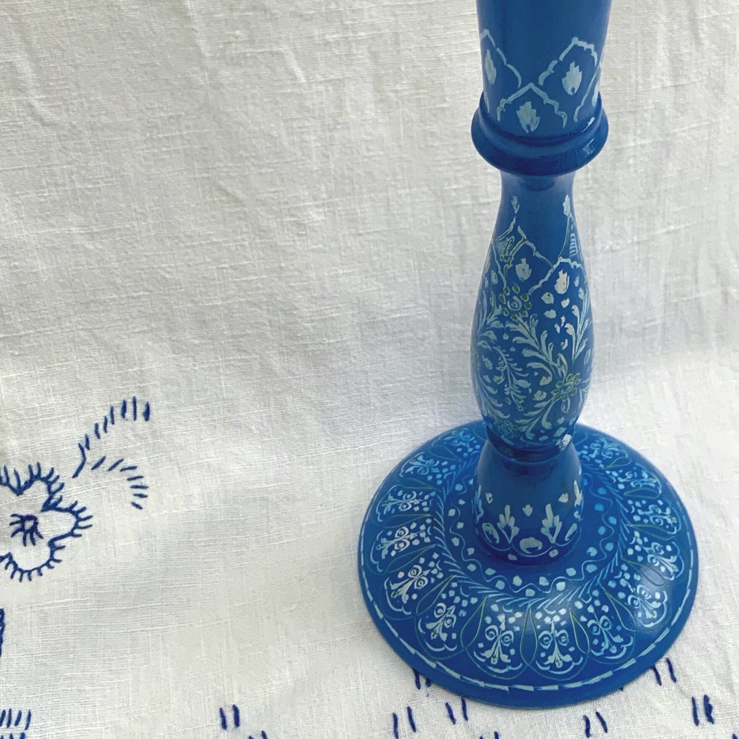 LARGE BLUE CANDLESTICK