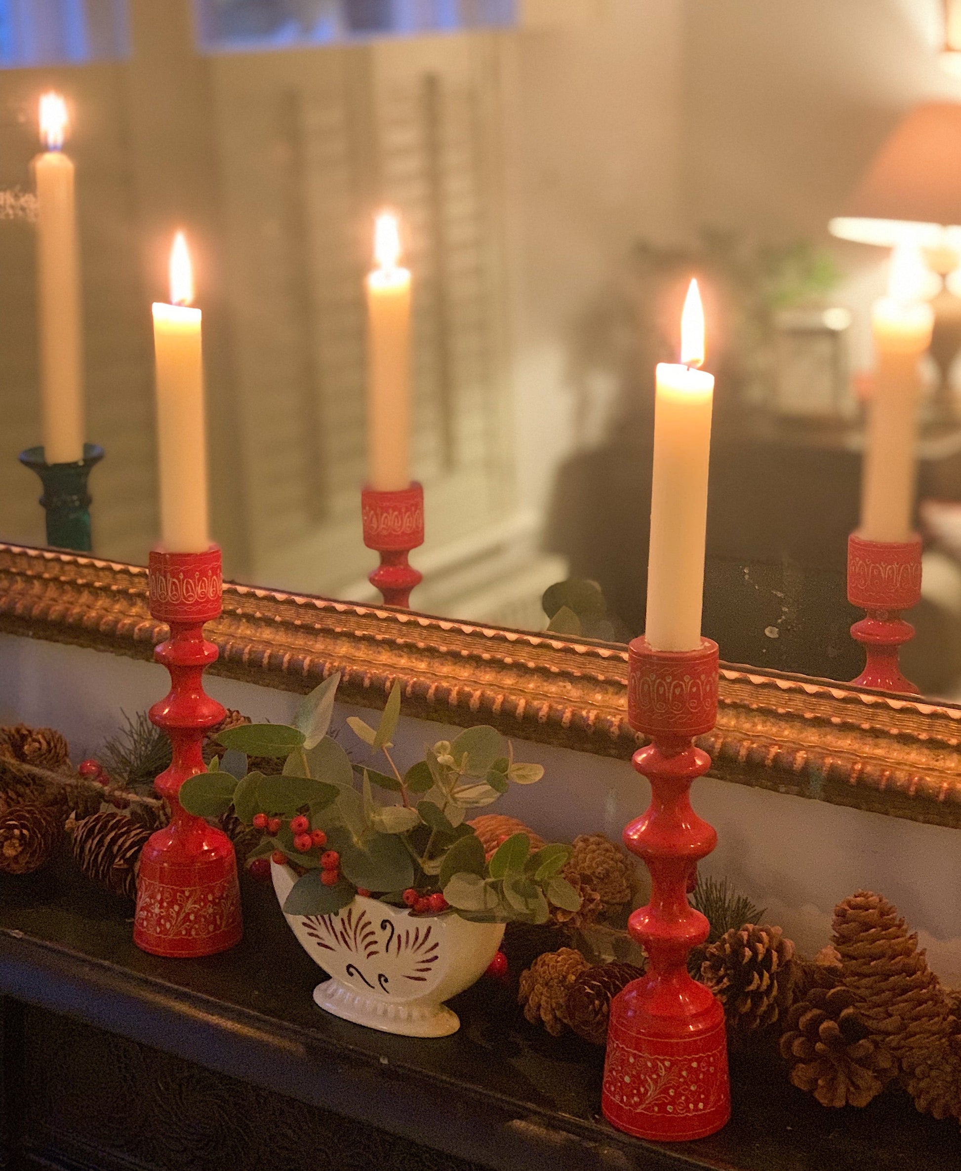 Candlesticks on mantlepiece